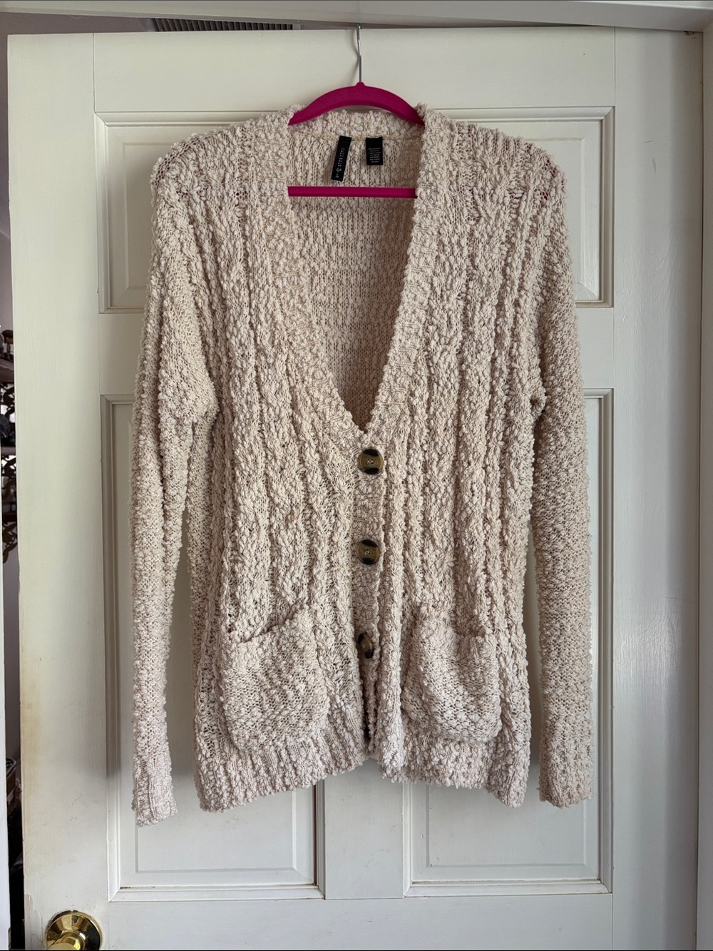 Full Tilt Cream Chunky Knit Button-Up Women's Cardigan
